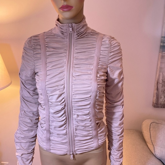 Armani Exchange, Ruched Skin Tight zip up turtleneck top Sz S Like New - Picture 2 of 13